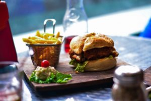 food, french fries, burger