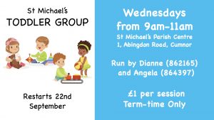 Toddler Group restarting 22nd September