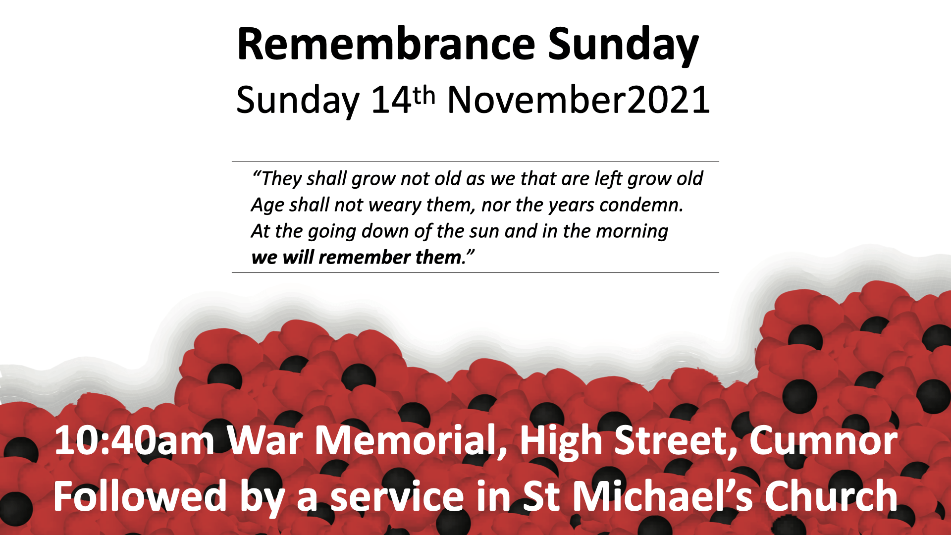 Remembrance Sunday – 14th November 2021