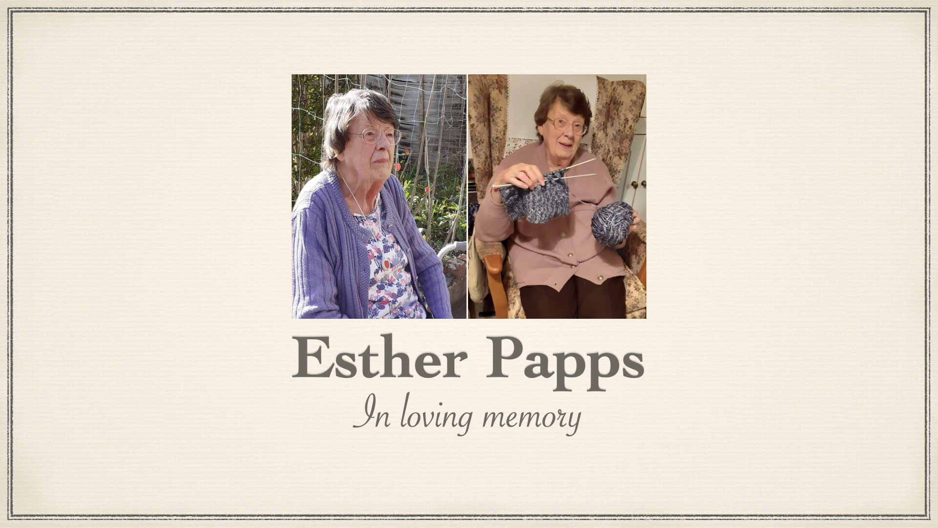 Funeral of Esther Papps – Wednesday 20th December at 11:30am